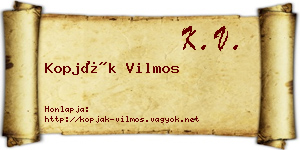 Kopják Vilmos névjegykártya